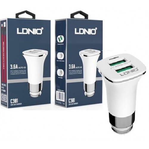 CHARGEUR LDNIO AUTO C301 3.6A 2USB