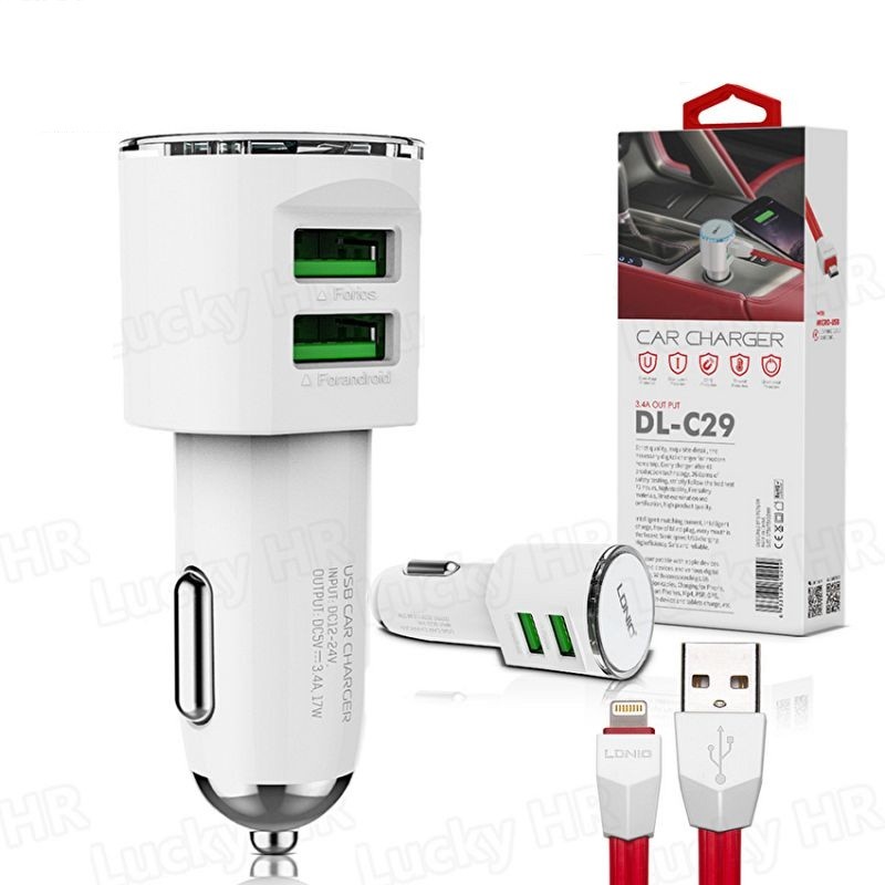 CHARGEUR LDNIO AUTO C29 3.4A 2USB